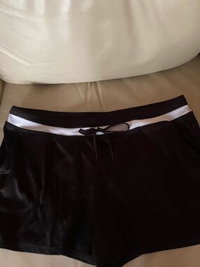 Danskin Now Black Athletic Shorts with White Waistband
